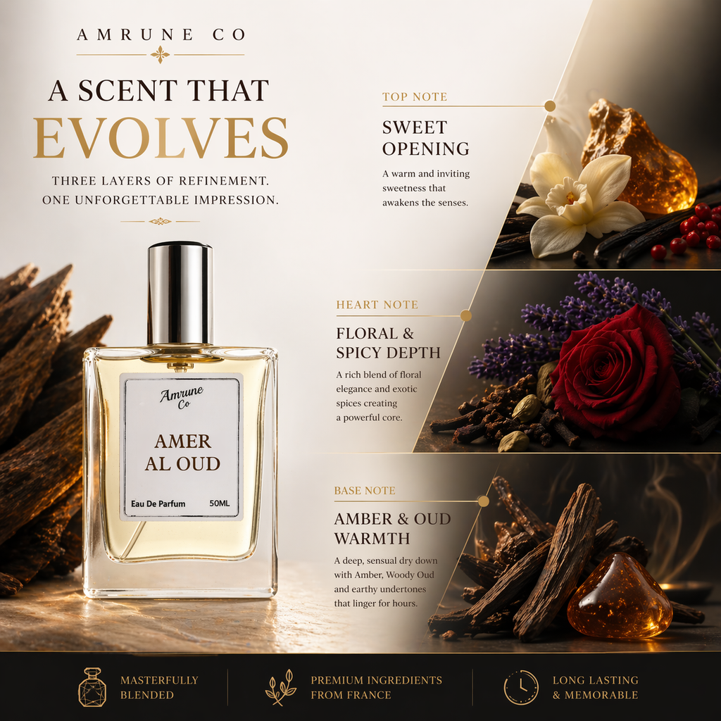 Amer Al Oud EDP 50ml | Inspired by Oud & Amber | Rich Warm Masculine | Long-Lasting Luxury Perfume for Men