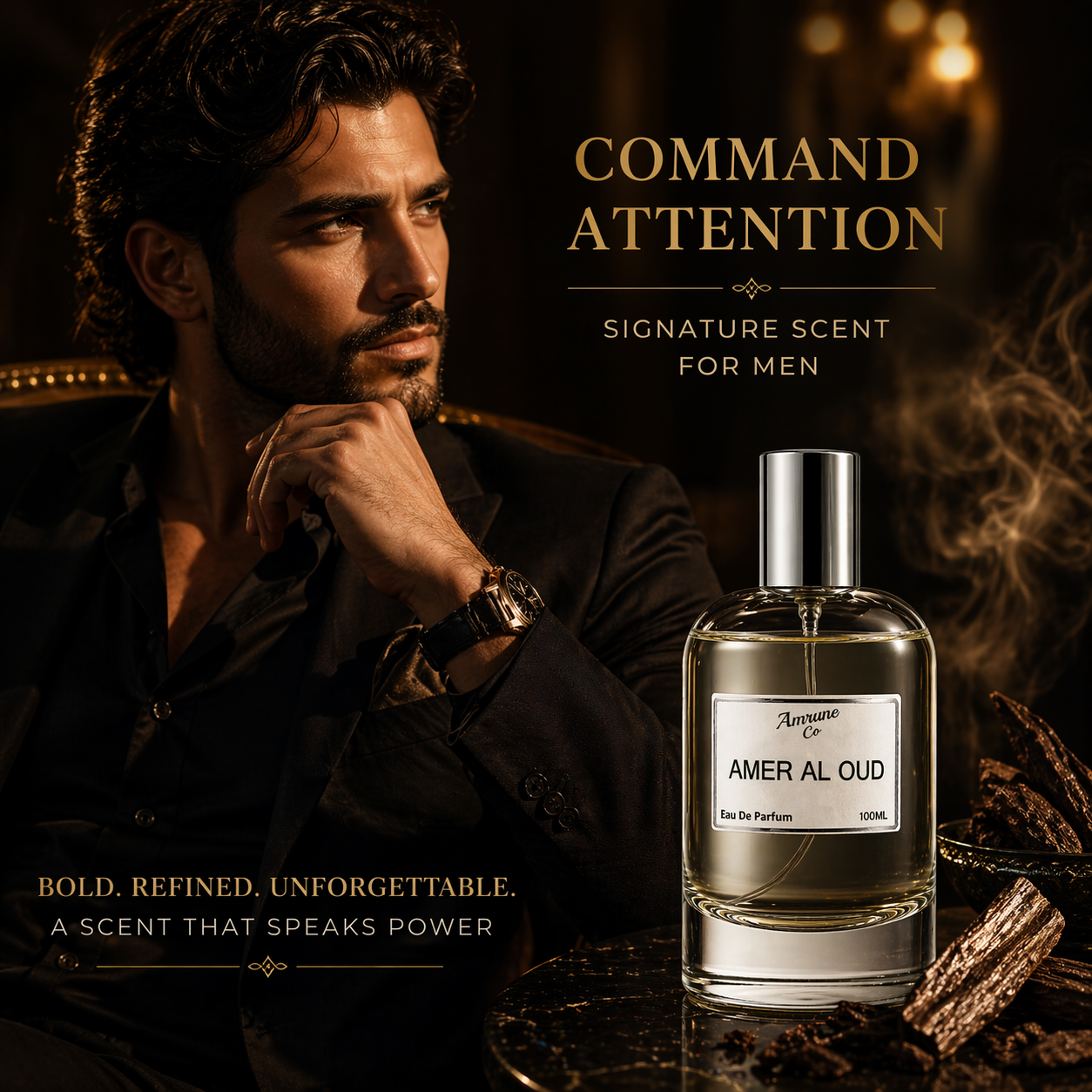 Amer Al Oud EDP 100ml | Inspired by Ameer Al Oud | Oud Amber Floral Spicy | Long-Lasting Luxury Perfume for Men