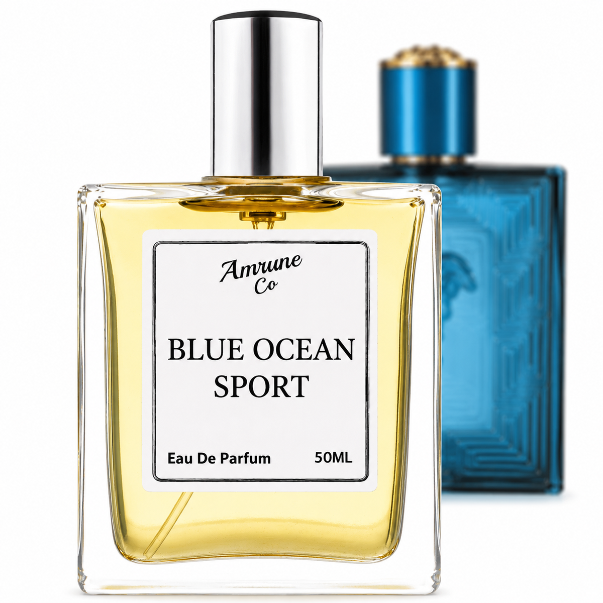 Amrune Co Blue Ocean Sport EDP 50ml for Men | Inspired by Er0s Ver$ace | Mint, Green Apple, Vanilla & Woody Fragrance