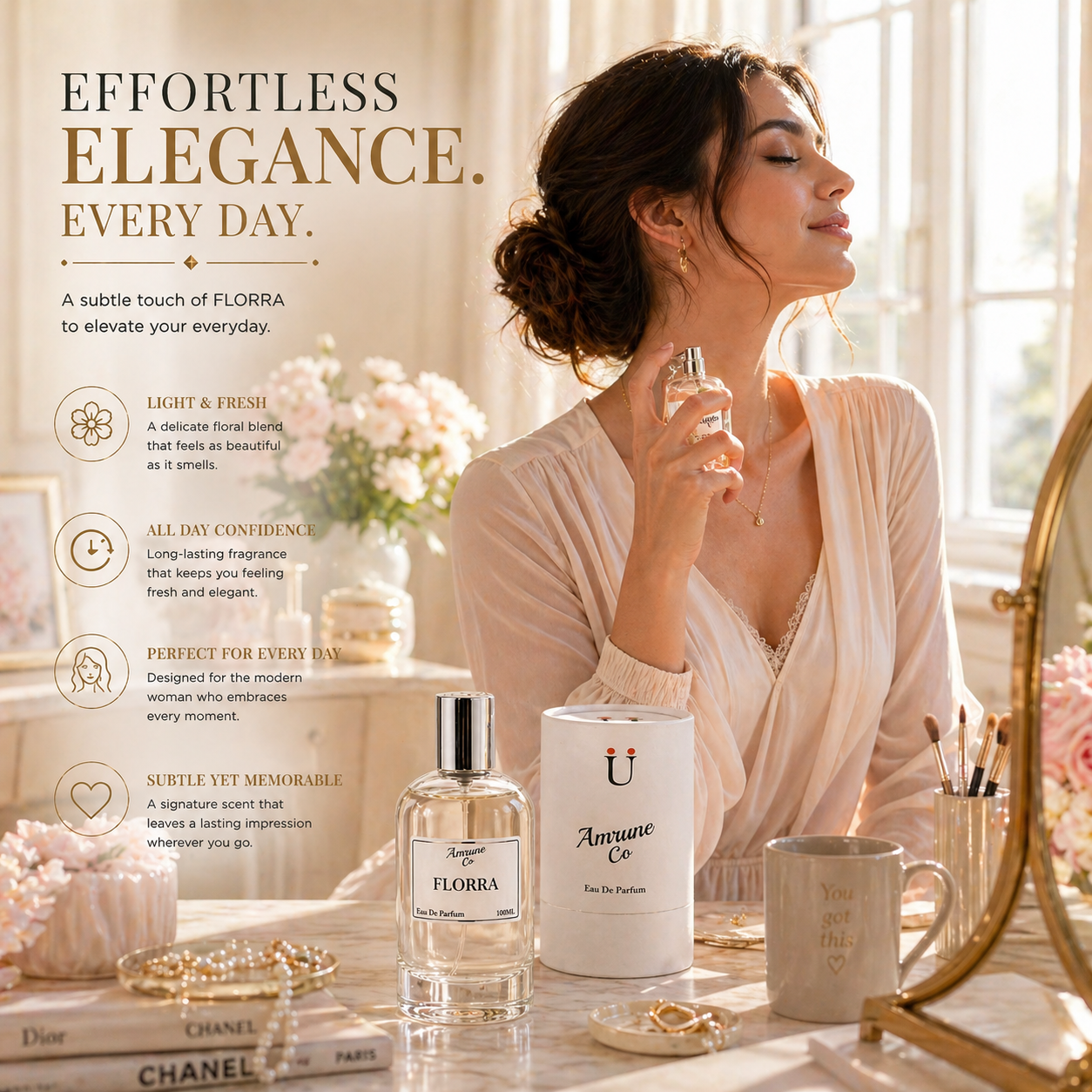 Florra EDP 100ml | Inspired by Flórà | White Floral Sweet Patchouli | Long-Lasting Luxury Perfume for Women