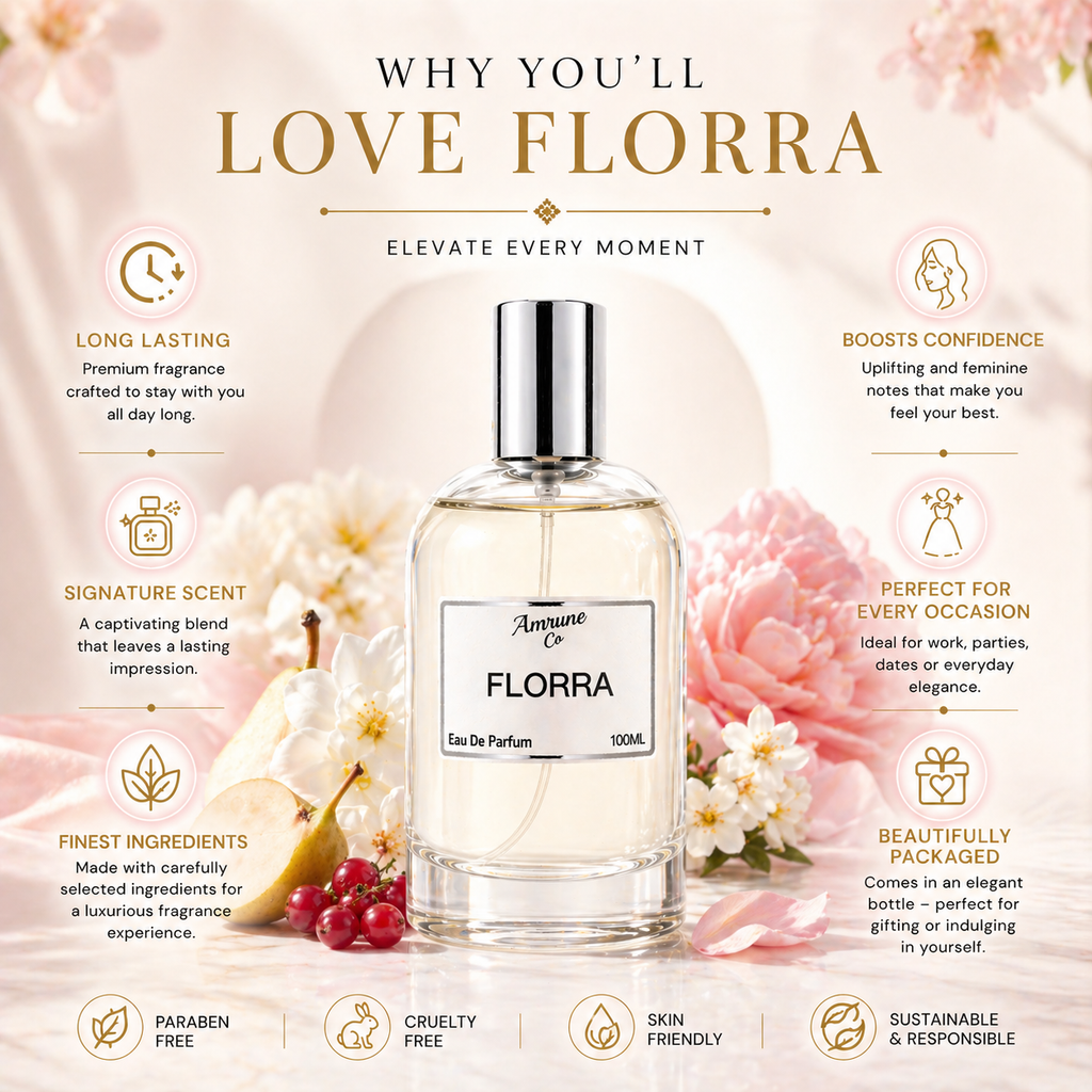 Florra EDP 100ml | Inspired by Flórà | White Floral Sweet Patchouli | Long-Lasting Luxury Perfume for Women