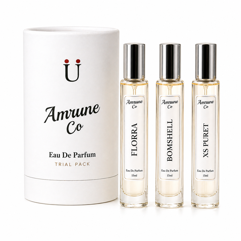 Amrune Co. Amethyst Bloom Vol-1 | Luxury Women's EDP Gift Set 3 x 15ml | Florra, Bomshell, Xs Puret | Floral Fruity Sweet | Long Lasting Perfume