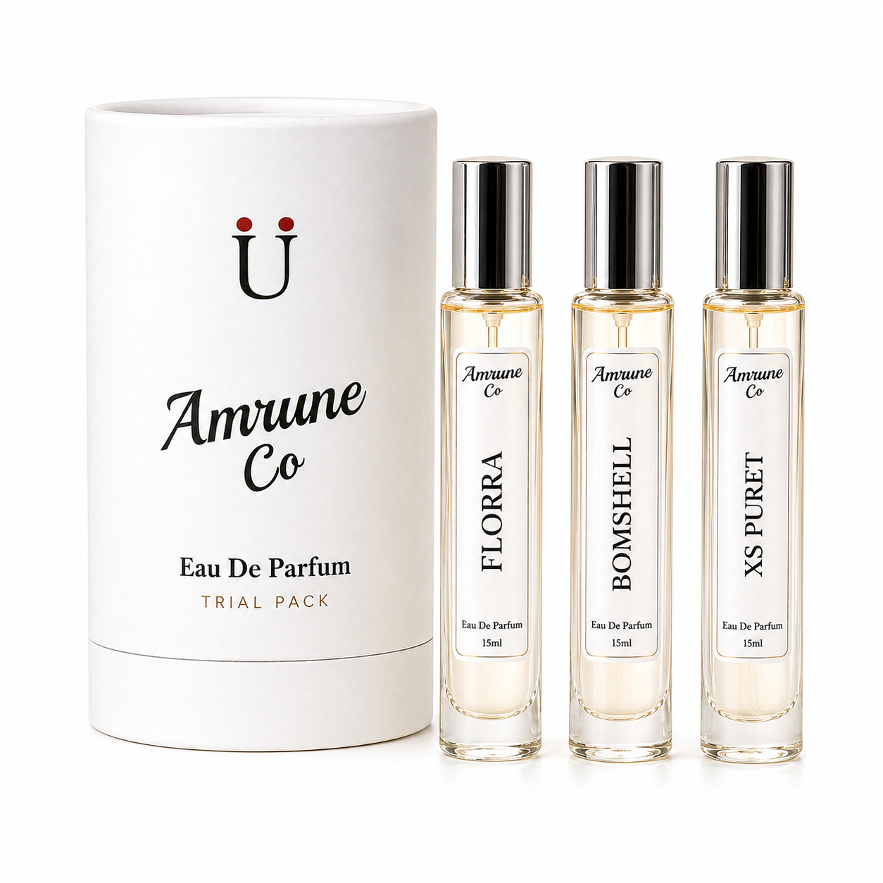 Amrune Co. Amethyst Bloom Vol-1 | Luxury Women's EDP Gift Set 3 x 15ml | Florra, Bomshell, Xs Puret | Floral Fruity Sweet | Long Lasting Perfume