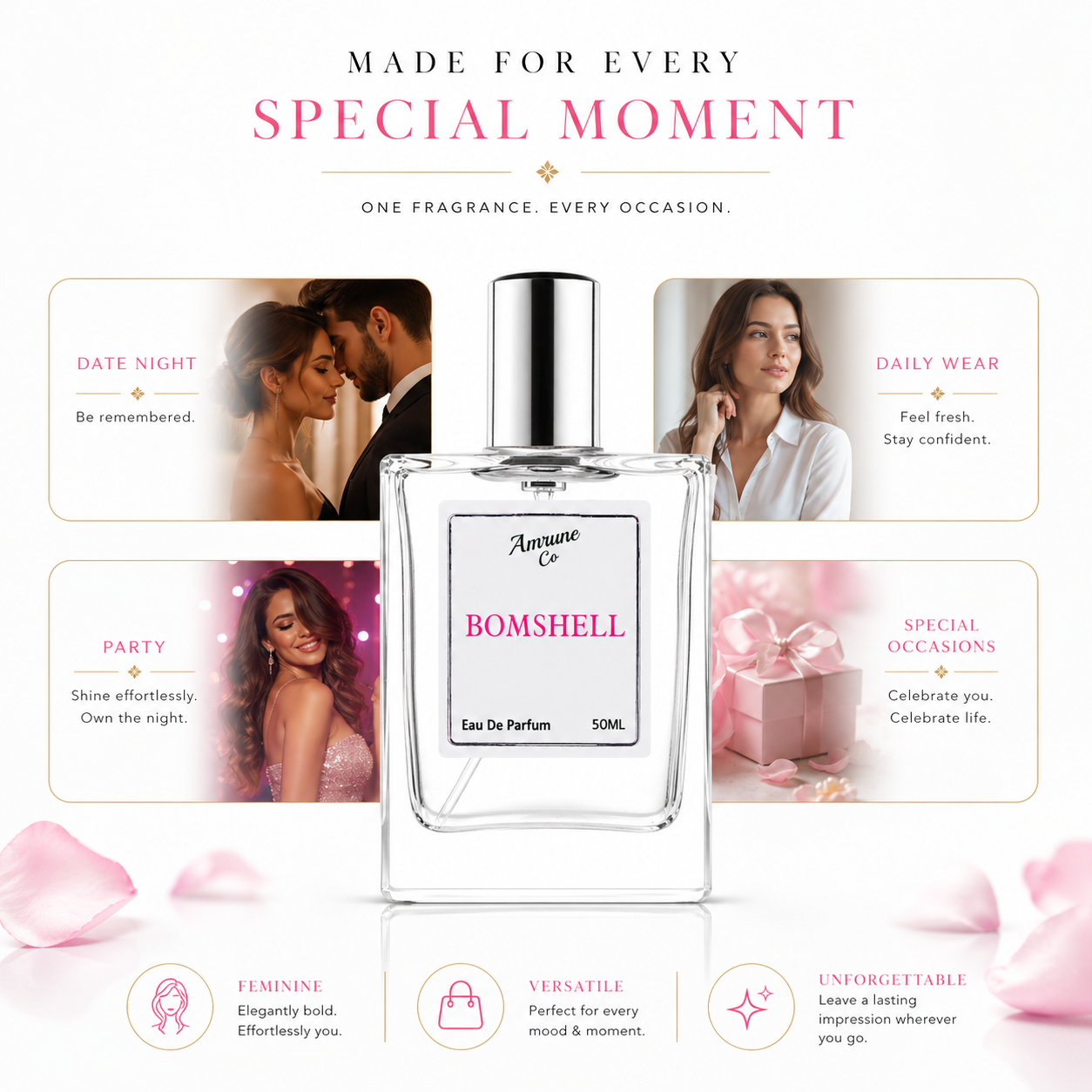 Bombshell EDP 50ml | B@mbshe@l | Fruity Floral Fresh | Long-Lasting Luxury Perfume for Women